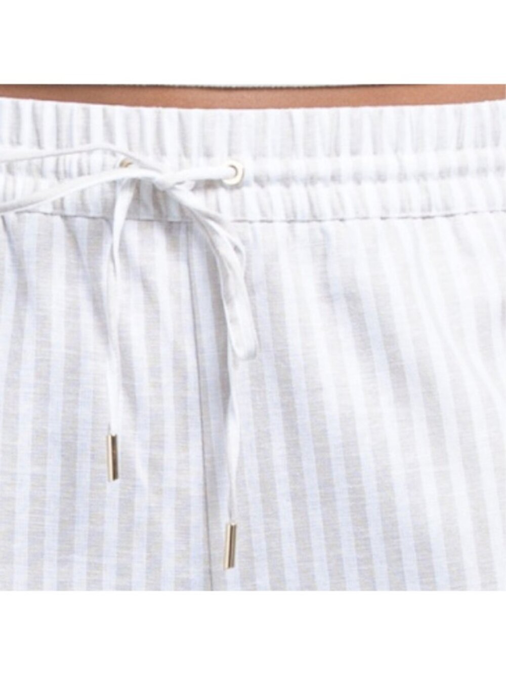 MAISON D'AMELIE Linen Blend Striped Woven Straight Leg Pull On Pants - Picture 3 of 4